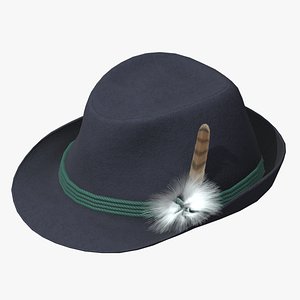 3D Tyrolean Hat Low Poly