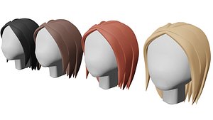 Woman hair 2 - Stylized Cartoon Low-poly 3D model