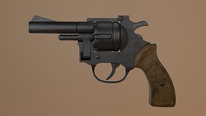 Old antique revolver 3D model