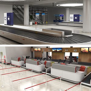 3D model airport baggage reclaim room