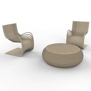 Pipo chair and Cheese table 3D