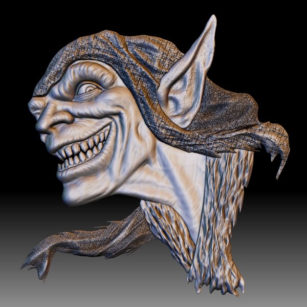 3D Goblin low relief for CNC router or printer model