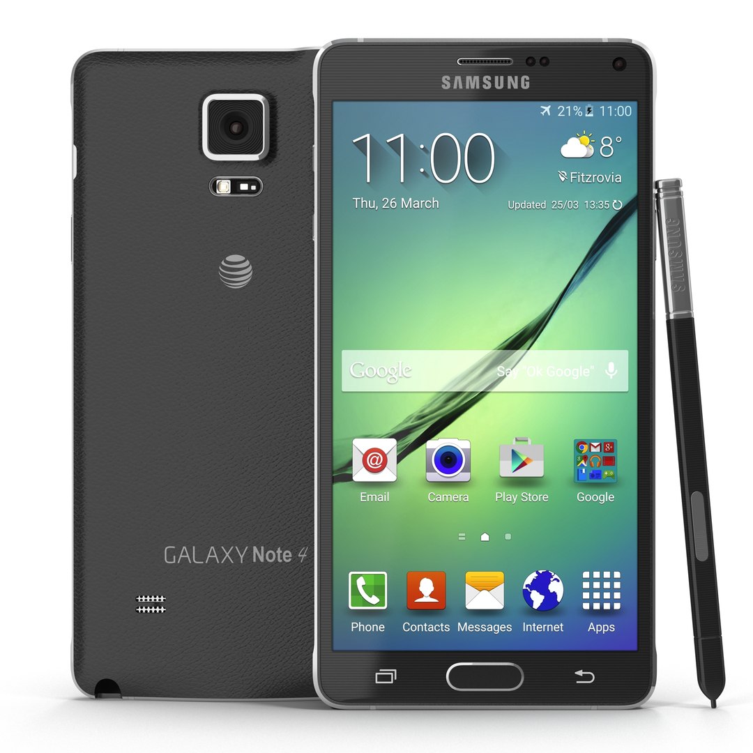 Samsung Galaxy Note 4 Black 3D Model 3D model preview