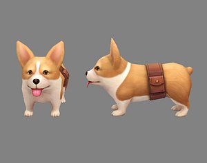 3D Cartoon puppy - Corgi - baby dog model