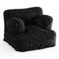 Winter Fox Faux-Fur Eco-Lounger Black
