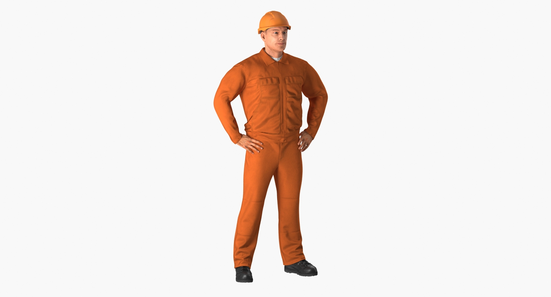 Factory Worker Orange Overalls 3ds