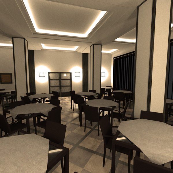modelo 3d interior del restaurante - TurboSquid 603634