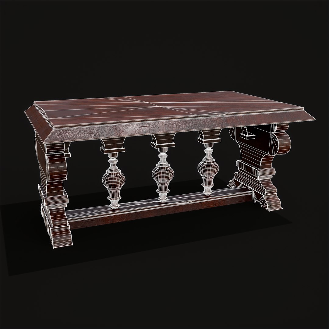 3D Medieval Elegant Rectangle Table - TurboSquid 1930285