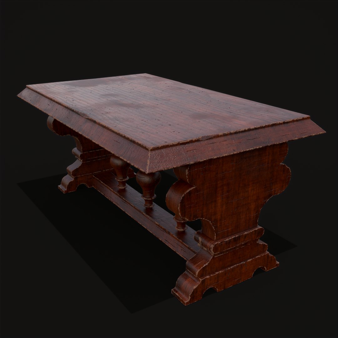 3D Medieval Elegant Rectangle Table - TurboSquid 1930285