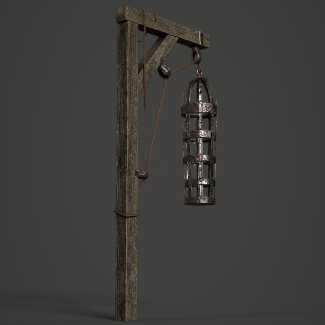3D medieval gibbet cage model TurboSquid 1197889
