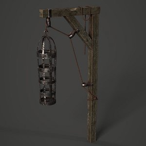 3D medieval gibbet cage model