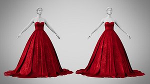 Dress 47 Crimson Velvet With Design