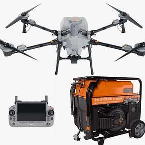 3D DJI Agras T70S With RC plus 2 Remote and D14000ie generator
