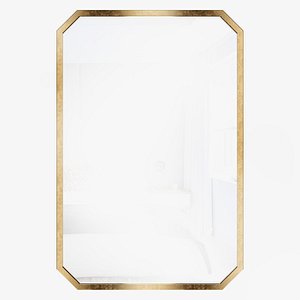 Medium Octagonal Gold Beveled Glass Classic Accent Mirror 3D
