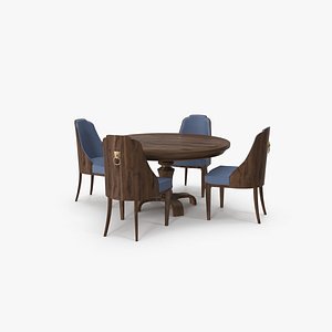 Round Dining Table Set 3D model