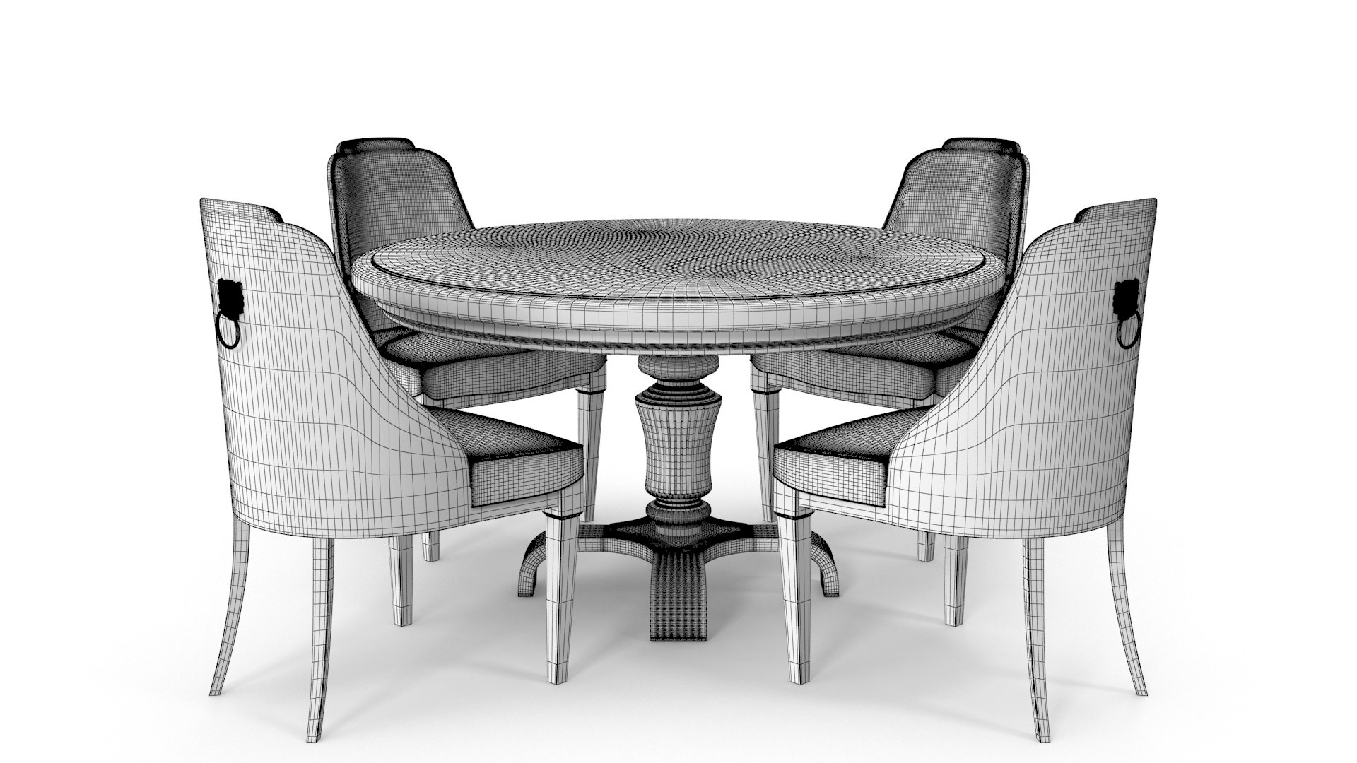 Round Dining Table Set 3D Model - TurboSquid 1771417
