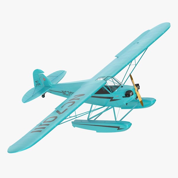 Seaplane Aircraft Piper J-3 with Floats Rigged 3D