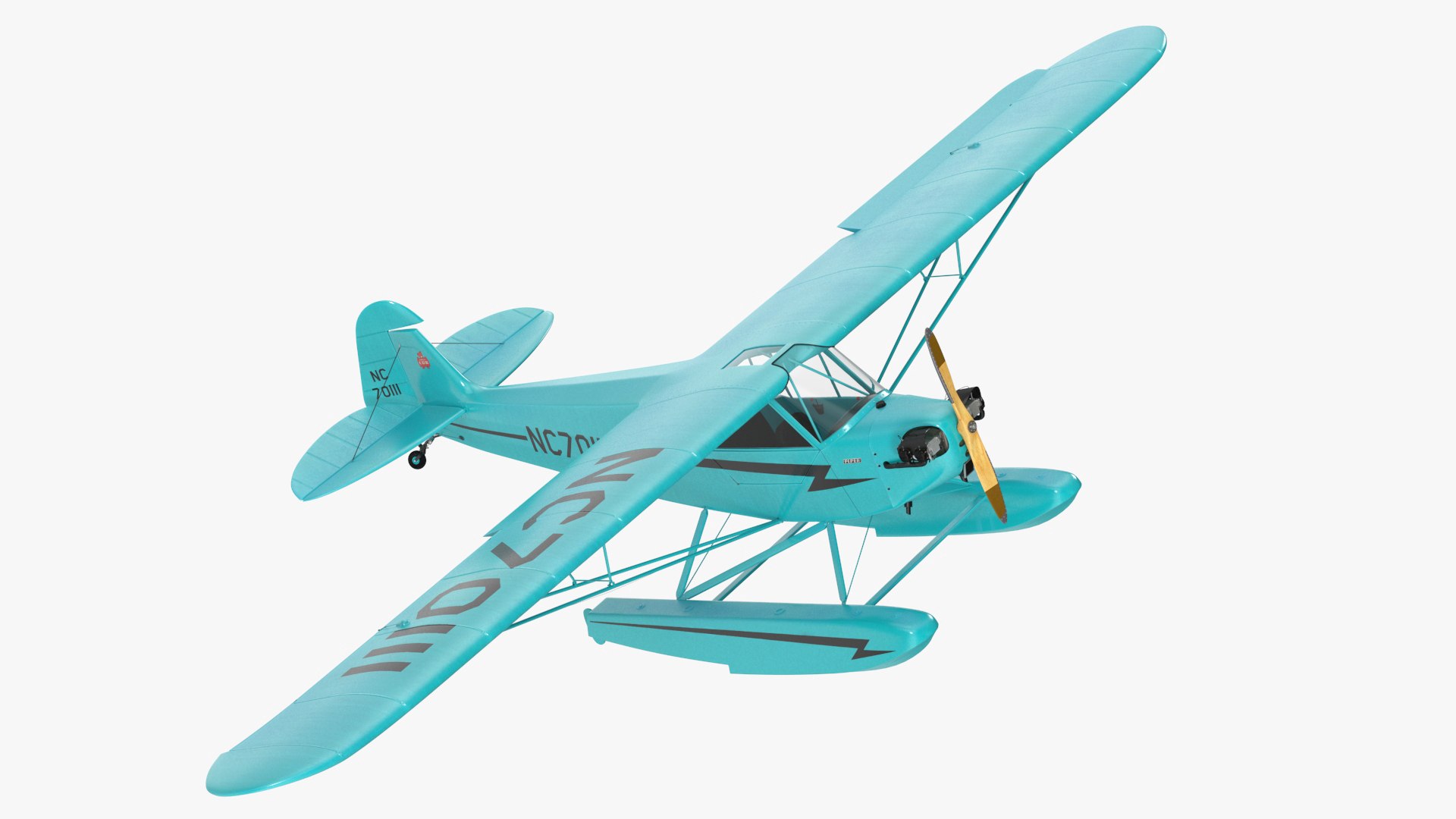 Seaplane Aircraft Piper J-3 with Floats Rigged