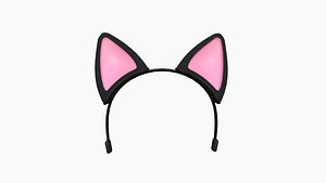 Furry Ears Tiara B01 Black - Headband Character Design 3D model