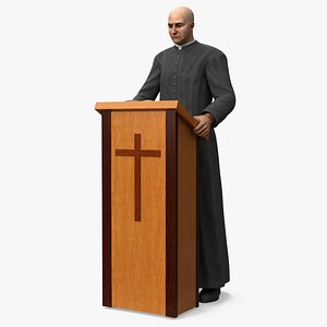 Catholic Priest Reads the Bible at the Lectern Ambo 3D model