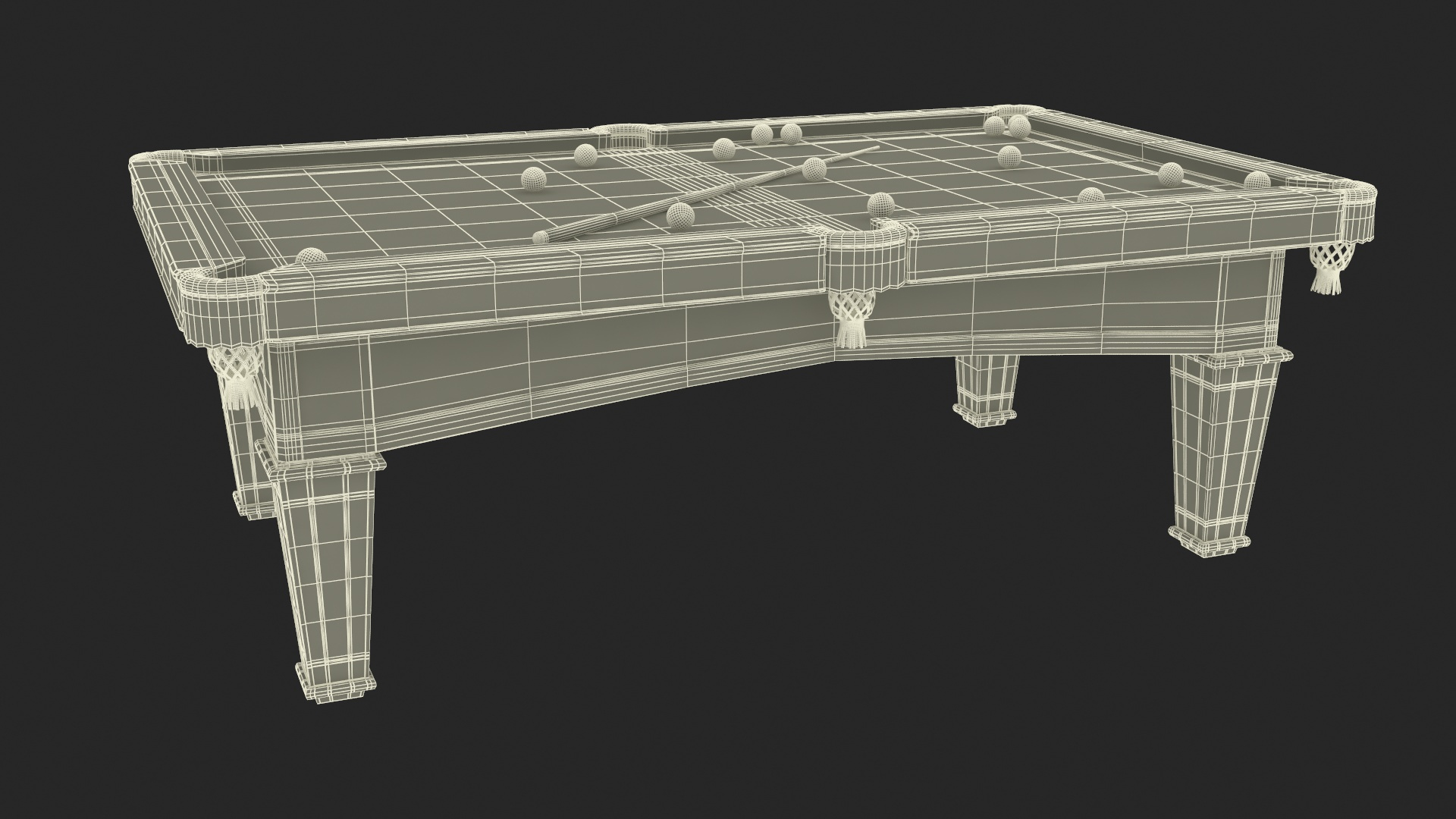 3D Billiard Table With Balls And Cue Model - TurboSquid 2318334