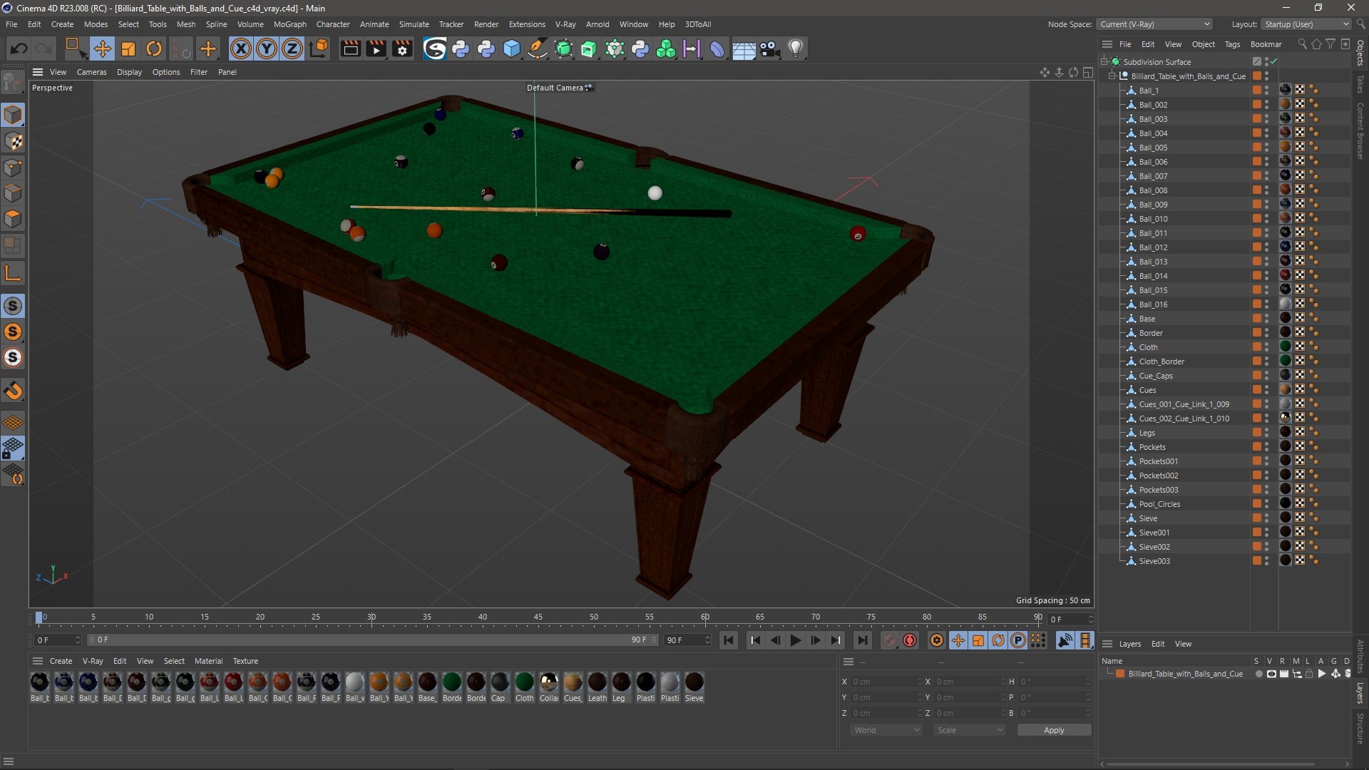 3D Billiard Table With Balls And Cue Model - TurboSquid 2318334
