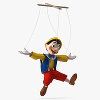 Pinocchio Wooden Marionette Figure Rigged for Maya