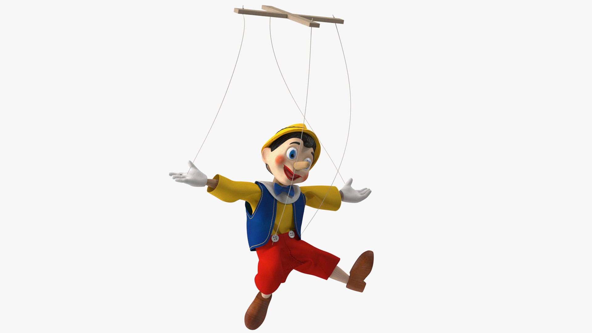 Pinocchio Wooden Marionette Figure Rigged for Maya 3D model preview
