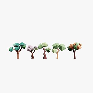 3D Cartoon Low Poly Trees model