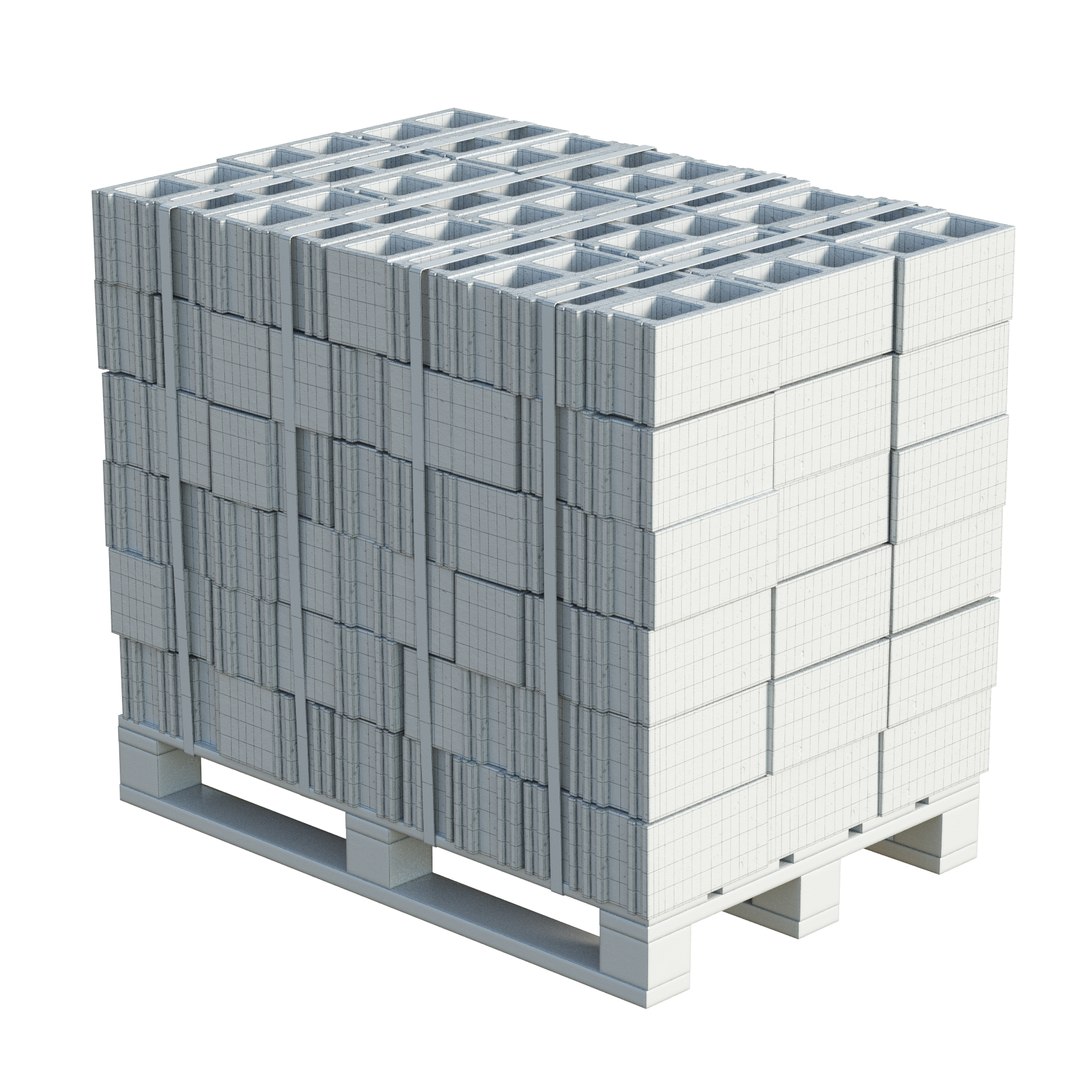 Cinder Blocks Stack On Pallet 3D Model - TurboSquid 2417972