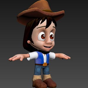 cartoon cowboy 3D model