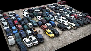 3D cars abandoned wrecks jukyard terrain drone scan