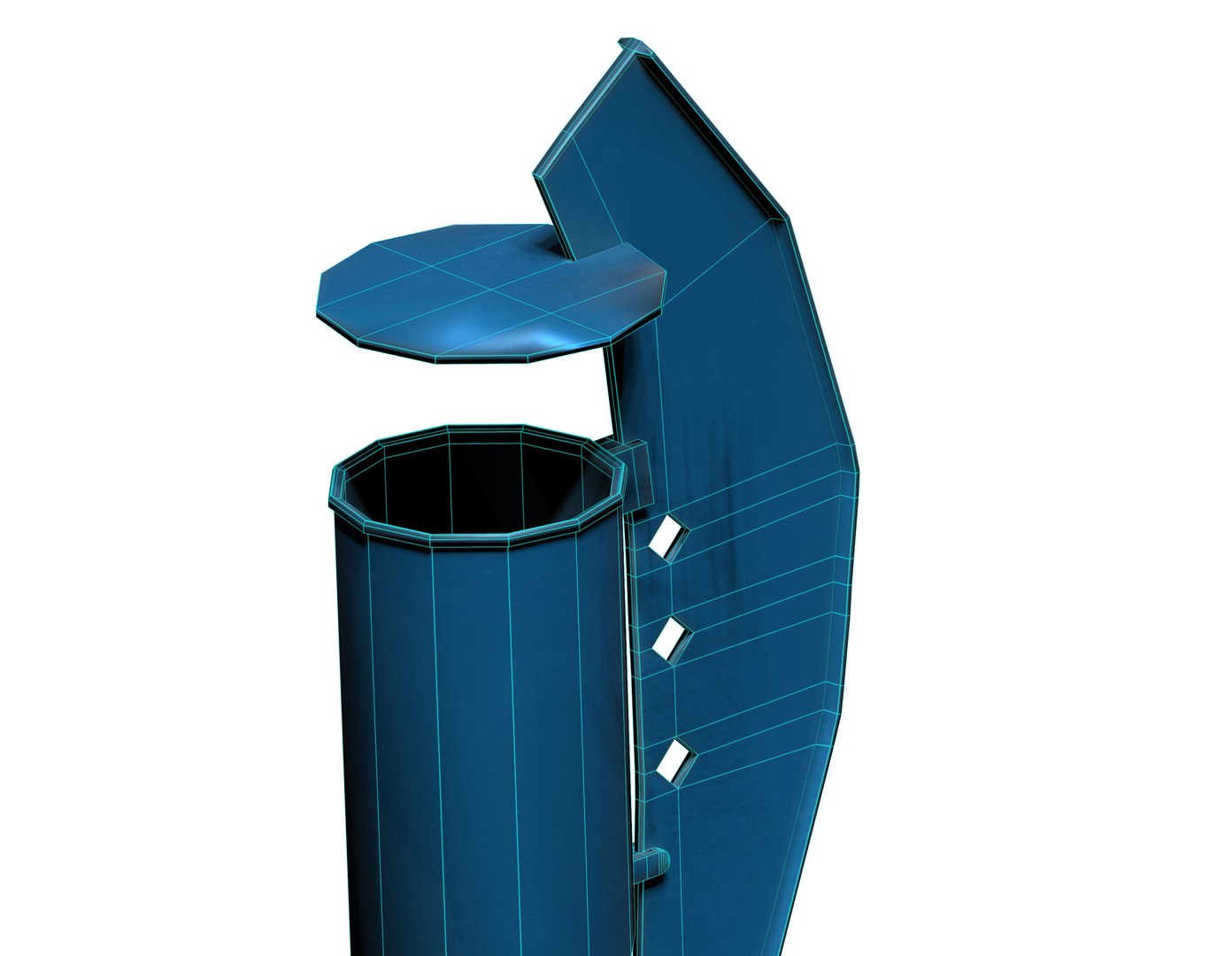 3D Blue Metal Modern Cage Type Trash Can Model TurboSquid 2130553