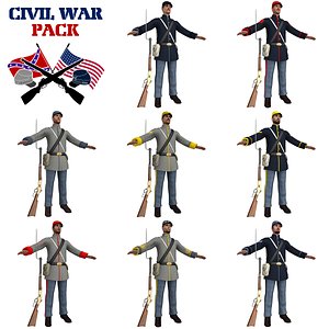 3D civil war soldiers pack