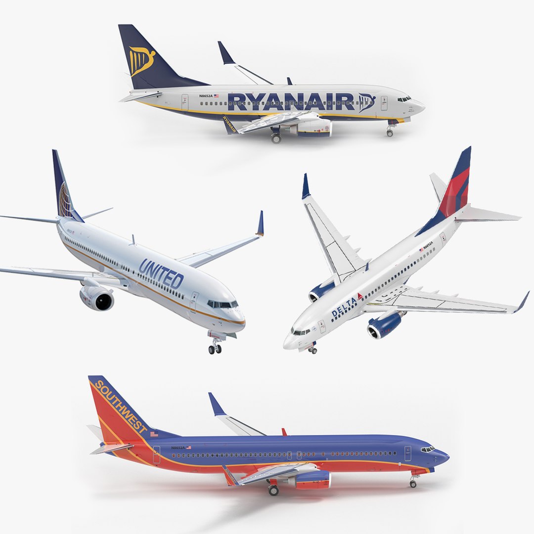 Boeing 737 Rigged Collection 3D model preview