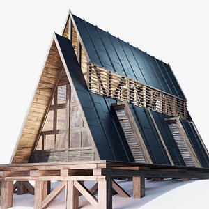 3D model Triangular Wooden Modern House