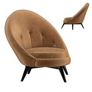 3D model Swivel Lounge Chair in Mustard Velvet