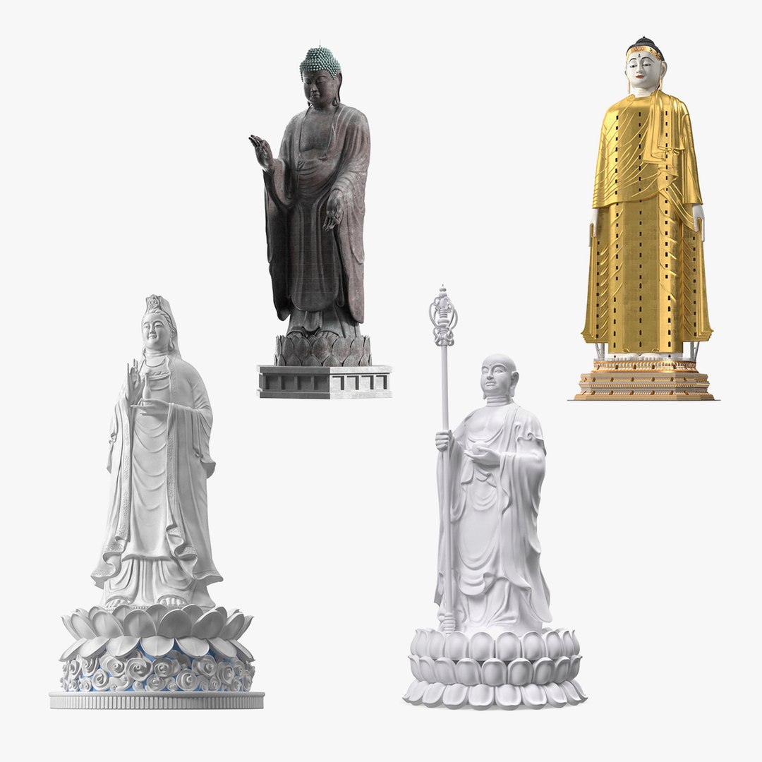 Buddha Statues Collection 5 3D model preview