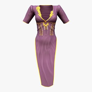 3D Medieval Fantasy Side Slits Dress model