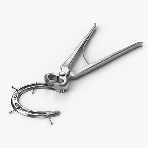Horseshoe Removal Tongs with Farrier Nails Silver
