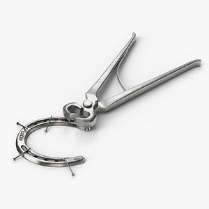 Horseshoe Removal Tongs with Farrier Nails Silver