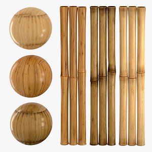 3 Realistic bamboo materials set 3D model
