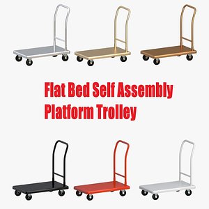 Flat Bed Self Assembly Platform Trolley Bundle 3D model