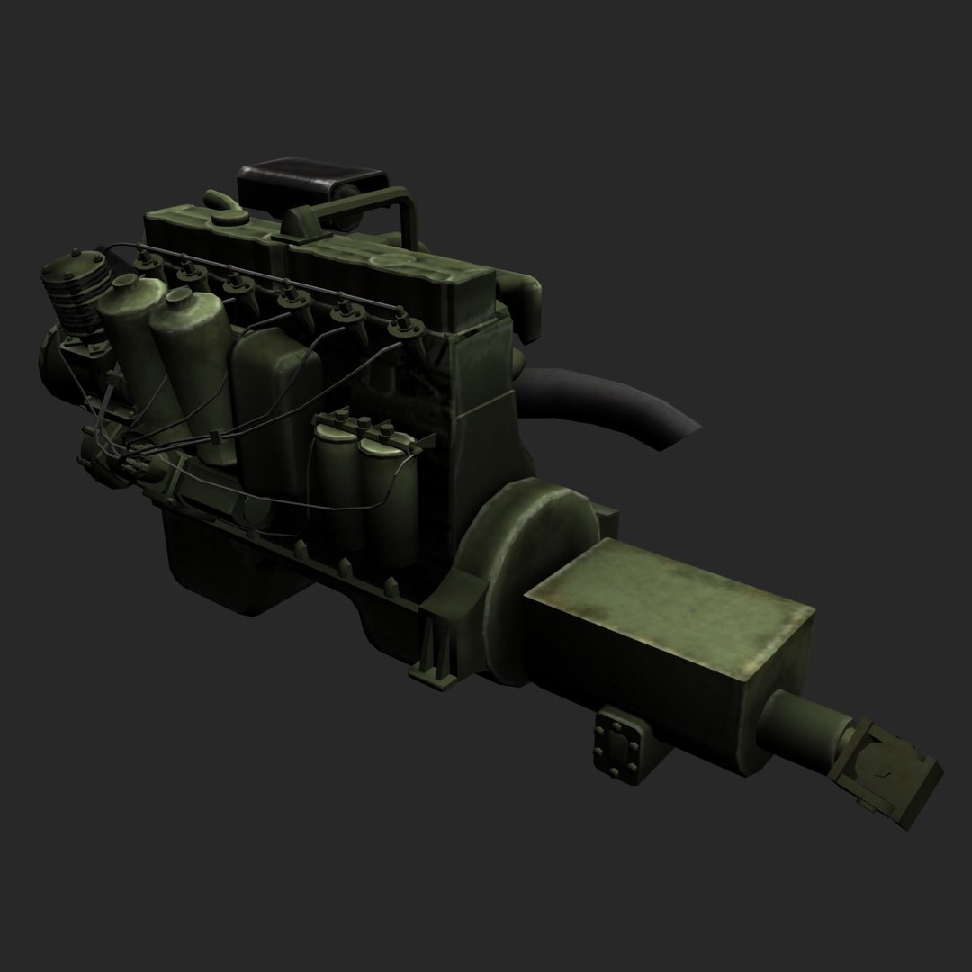 3d low-poly truck engine