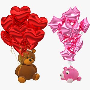 3D Stuffed Toys with Balloons Collection V1 model