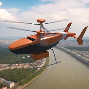 3D Rescue Patrol Helicopter Orange