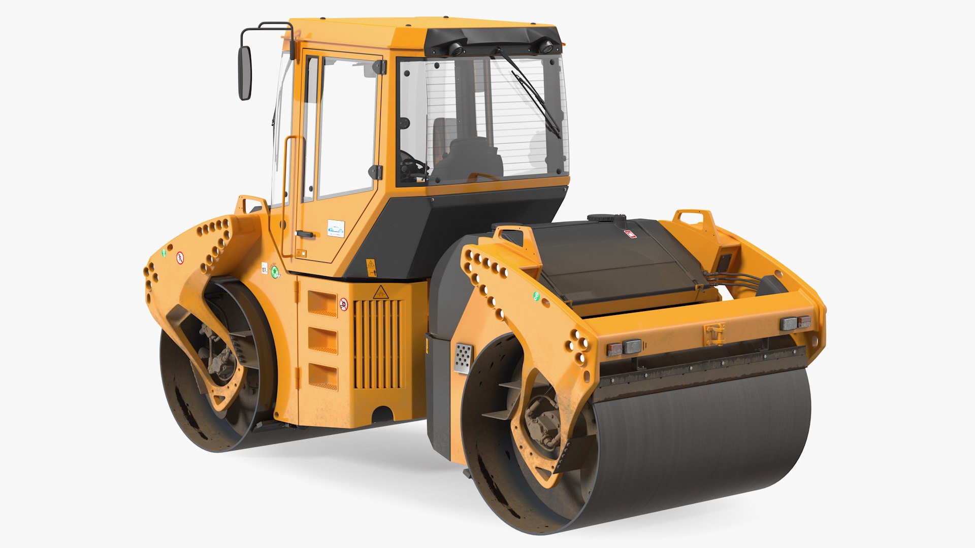 Articulated Tandem Road Roller Dusty Rigged 3D model preview