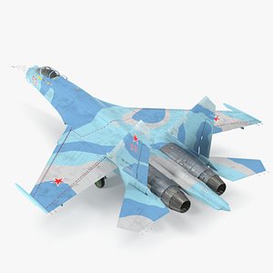 Russian Jet Aeroplane Sukhoi Su-27 Flanker Rigged 3D