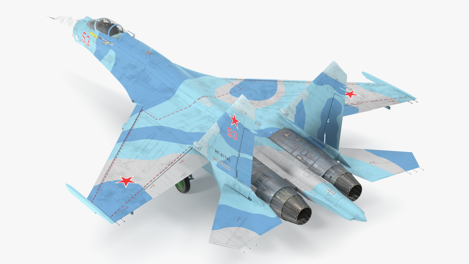 Russian Jet Aeroplane Sukhoi Su-27 Flanker Rigged 3D model preview