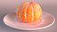 3D Peeled Tangerine Fruit on White Plate